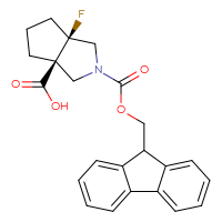Chemical structure of (3aS,6aR)-2-{[(9H-fluoren-9-yl)methoxy]carbonyl}-6a-fluoro-octahydrocyclopenta[c]pyrrole-3a-carboxylic acid - CSSB20621799349