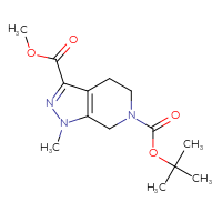 Chemical structure of 6-tert-butyl 3-methyl 1-methyl-1H,4H,5H,6H,7H-pyrazolo[3,4-c]pyridine-3,6-dicarboxylate - CSSB00010899731