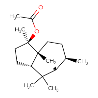 Chemical structure of (1S,2R,5S,7R,8R)-2,6,6,8-tetramethyltricyclo[5.3.1.0¹,⁵]undecan-2-yl acetate - CSSB00016990648