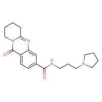 Chemical structure of 11-oxo-N-[3-(pyrrolidin-1-yl)propyl]-6H,7H,8H,9H,11H-pyrido[2,1-b]quinazoline-3-carboxamide - CSSB03438815367