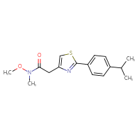 Chemical structure of N-methoxy-N-methyl-2-{2-[4-(propan-2-yl)phenyl]-1,3-thiazol-4-yl}acetamide - CSSB02063330661