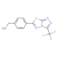 Chemical structure of 1-{4-[3-(trifluoromethyl)-[1,2,4]triazolo[3,4-b][1,3,4]thiadiazol-6-yl]phenyl}methanamine - CSSB00035874864