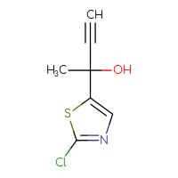Chemical structure of 2-(2-chloro-1,3-thiazol-5-yl)but-3-yn-2-ol - CSSB20830308154