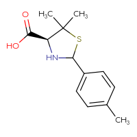 Chemical structure of (4S)-5,5-dimethyl-2-(4-methylphenyl)-1,3-thiazolidine-4-carboxylic acid - CSSB02150176501