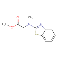 Chemical structure of methyl 2-[(1,3-benzothiazol-2-yl)(methyl)amino]acetate - CSSB00000197583