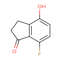 Chemical structure of 7-fluoro-4-hydroxy-2,3-dihydro-1H-inden-1-one - CSSB00000095650