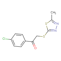 Chemical structure of 1-(4-chlorophenyl)-2-[(5-methyl-1,3,4-thiadiazol-2-yl)sulfanyl]ethan-1-one - CSSB00000248462
