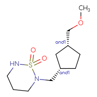 Chemical structure of rac-2-{[(1R,3S)-3-(methoxymethyl)cyclopentyl]methyl}-1λ⁶,2,6-thiadiazinane-1,1-dione - CSMB03447325167