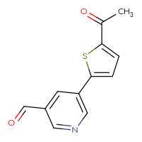 Chemical structure of 5-(5-acetylthiophen-2-yl)pyridine-3-carbaldehyde - CSSB00102730636