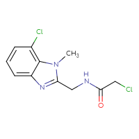 Chemical structure of 2-chloro-N-[(7-chloro-1-methyl-1H-1,3-benzodiazol-2-yl)methyl]acetamide - CSSB00160541454