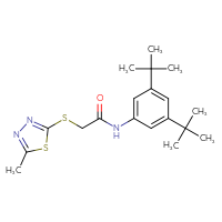Chemical structure of N-(3,5-di-tert-butylphenyl)-2-[(5-methyl-1,3,4-thiadiazol-2-yl)sulfanyl]acetamide - CSSB00028332567