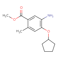Chemical structure of methyl 5-amino-4-(cyclopentyloxy)-2-methylbenzoate - CSSB02495350768