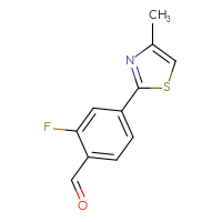 Chemical structure of 2-fluoro-4-(4-methyl-1,3-thiazol-2-yl)benzaldehyde - CSSB00116477225