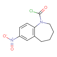 Chemical structure of 7-nitro-2,3,4,5-tetrahydro-1H-1-benzazepine-1-carbonyl chloride - CSSB21224773886