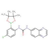 Chemical structure of 3-[4-chloro-2-(4,4,5,5-tetramethyl-1,3,2-dioxaborolan-2-yl)phenyl]-1-(quinoxalin-6-yl)urea - CSSB21332155651