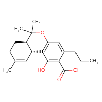 Chemical structure of (6aR,10aR)-1-hydroxy-6,6,9-trimethyl-3-propyl-6H,6aH,7H,8H,10aH-benzo[c]isochromene-2-carboxylic acid - CSSB00102520627