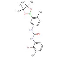 Chemical structure of 3-(2-bromo-3-methylphenyl)-1-[4-methyl-3-(4,4,5,5-tetramethyl-1,3,2-dioxaborolan-2-yl)phenyl]urea - CSSB21332046106