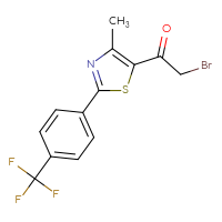Chemical structure of 2-bromo-1-{4-methyl-2-[4-(trifluoromethyl)phenyl]-1,3-thiazol-5-yl}ethan-1-one - CSSB00025761552