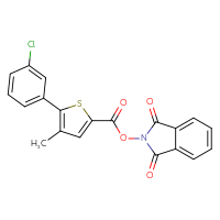 Chemical structure of 1,3-dioxo-2,3-dihydro-1H-isoindol-2-yl 5-(3-chlorophenyl)-4-methylthiophene-2-carboxylate - CSSB00116226594