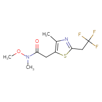 Chemical structure of N-methoxy-N-methyl-2-[4-methyl-2-(2,2,2-trifluoroethyl)-1,3-thiazol-5-yl]acetamide - CSSB02006890348