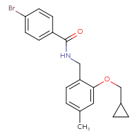 Chemical structure of 4-bromo-N-{[2-(cyclopropylmethoxy)-4-methylphenyl]methyl}benzamide - CSSB00231448753