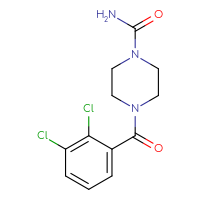 Chemical structure of 4-(2,3-dichlorobenzoyl)piperazine-1-carboxamide - CSSB00092462912