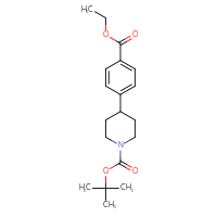 Chemical structure of tert-butyl 4-[4-(ethoxycarbonyl)phenyl]piperidine-1-carboxylate - CSSB00025714273