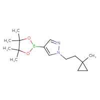 Chemical structure of 1-[2-(1-methylcyclopropyl)ethyl]-4-(4,4,5,5-tetramethyl-1,3,2-dioxaborolan-2-yl)-1H-pyrazole - CSSB02128804514