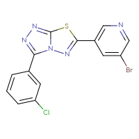 Chemical structure of 3-bromo-5-[3-(3-chlorophenyl)-[1,2,4]triazolo[3,4-b][1,3,4]thiadiazol-6-yl]pyridine - CSSB00121603943
