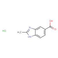 Chemical structure of 2-methyl-1H-1,3-benzodiazole-5-carboxylic acid hydrochloride - CSSB00000698315