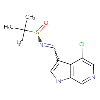 Chemical structure of (R)-N-({4-chloro-1H-pyrrolo[2,3-c]pyridin-3-yl}methylidene)-2-methylpropane-2-sulfinamide - CSSB21331810566