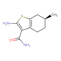 Chemical structure of (6S)-2-amino-6-methyl-4,5,6,7-tetrahydro-1-benzothiophene-3-carboxamide - CSSB00135413053