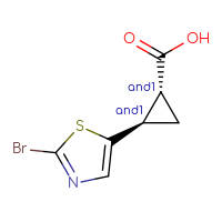 Chemical structure of rac-(1R,2R)-2-(2-bromo-1,3-thiazol-5-yl)cyclopropane-1-carboxylic acid - CSSB02126085987