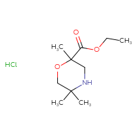 Chemical structure of ethyl 2,5,5-trimethylmorpholine-2-carboxylate hydrochloride - CSSB21043415715