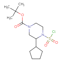 Chemical structure of tert-butyl 4-(chlorosulfonyl)-3-cyclopentylpiperazine-1-carboxylate - CSSB14799213464