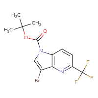 Chemical structure of tert-butyl 3-bromo-5-(trifluoromethyl)-1H-pyrrolo[3,2-b]pyridine-1-carboxylate - CSSB21332070441