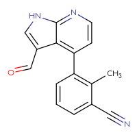 Chemical structure of 3-{3-formyl-1H-pyrrolo[2,3-b]pyridin-4-yl}-2-methylbenzonitrile - CSSB06584526804