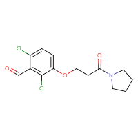 Chemical structure of 2,6-dichloro-3-[3-oxo-3-(pyrrolidin-1-yl)propoxy]benzaldehyde - CSSB03601446635
