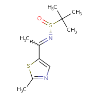 Chemical structure of (R)-2-methyl-N-[1-(2-methyl-1,3-thiazol-5-yl)ethylidene]propane-2-sulfinamide - CSSB02518092390