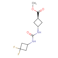 Chemical structure of methyl (1r,3r)-3-{[(3,3-difluorocyclobutyl)carbamoyl]amino}cyclobutane-1-carboxylate - CSSB02004514698