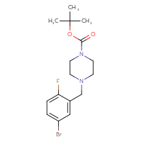 Chemical structure of tert-butyl 4-[(5-bromo-2-fluorophenyl)methyl]piperazine-1-carboxylate - CSSB00009815468
