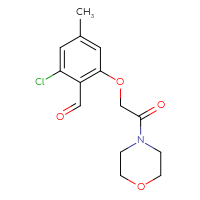 Chemical structure of 2-chloro-4-methyl-6-[2-(morpholin-4-yl)-2-oxoethoxy]benzaldehyde - CSSB21331805523