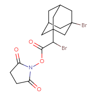 Chemical structure of 2,5-dioxopyrrolidin-1-yl 2-bromo-2-(3-bromoadamantan-1-yl)acetate - CSSB20270128981
