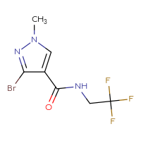Chemical structure of 3-bromo-1-methyl-N-(2,2,2-trifluoroethyl)-1H-pyrazole-4-carboxamide - CSSB00158701883