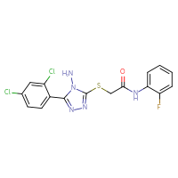 Chemical structure of 2-{[4-amino-5-(2,4-dichlorophenyl)-4H-1,2,4-triazol-3-yl]sulfanyl}-N-(2-fluorophenyl)acetamide - CSSB00046243776