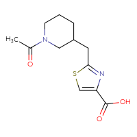 Chemical structure of 2-[(1-acetylpiperidin-3-yl)methyl]-1,3-thiazole-4-carboxylic acid - CSSB01102280129