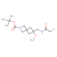 Chemical structure of tert-butyl 6-[(2-chloroacetamido)methyl]-6-methoxy-2-azaspiro[3.3]heptane-2-carboxylate - CSSB20603256249