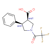 Chemical structure of rac-(3R,4R)-4-phenyl-1-(2,2,2-trifluoroacetyl)pyrrolidine-3-carboxylic acid - CSSB20620686940
