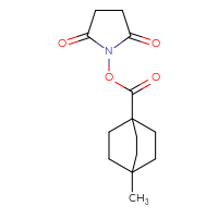 Chemical structure of 2,5-dioxopyrrolidin-1-yl 4-methylbicyclo[2.2.2]octane-1-carboxylate - CSSB20271038308