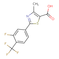 Chemical structure of 2-[3-fluoro-4-(trifluoromethyl)phenyl]-4-methyl-1,3-thiazole-5-carboxylic acid - CSSB01554620805
